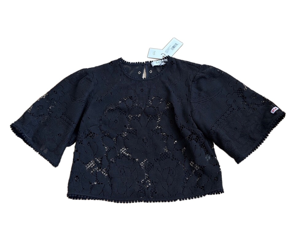 Sea New York Arianna Lace Top NWT Black Blouse Sz S - Picture 3 of 7